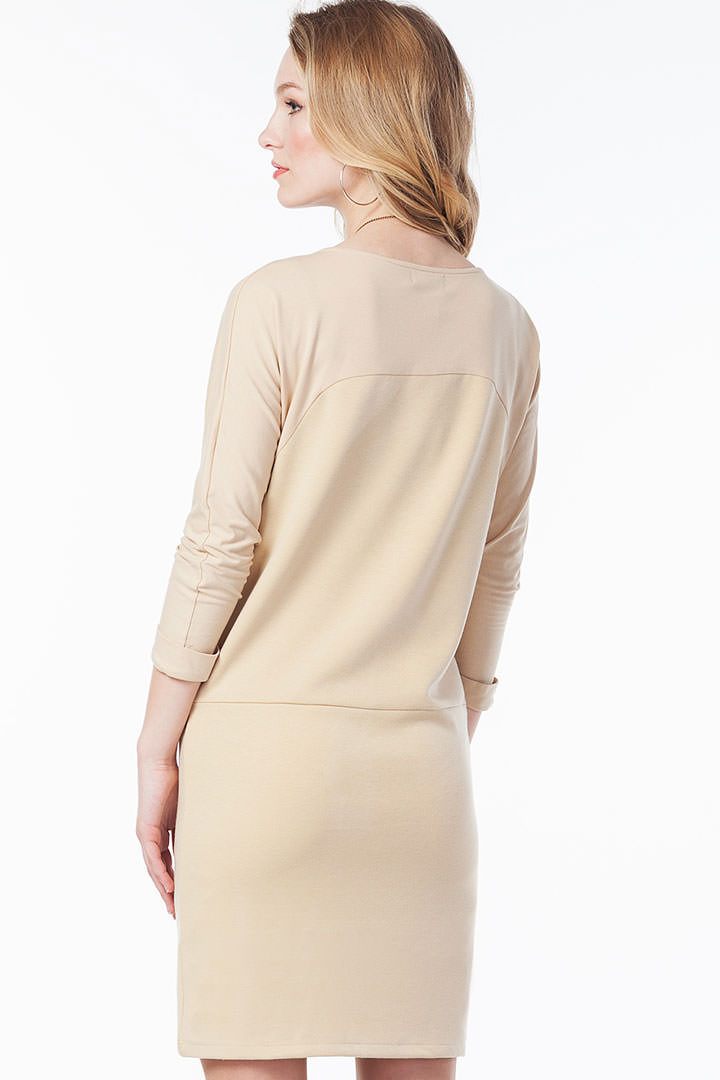 Фото товара 7371, простое бежевое платье