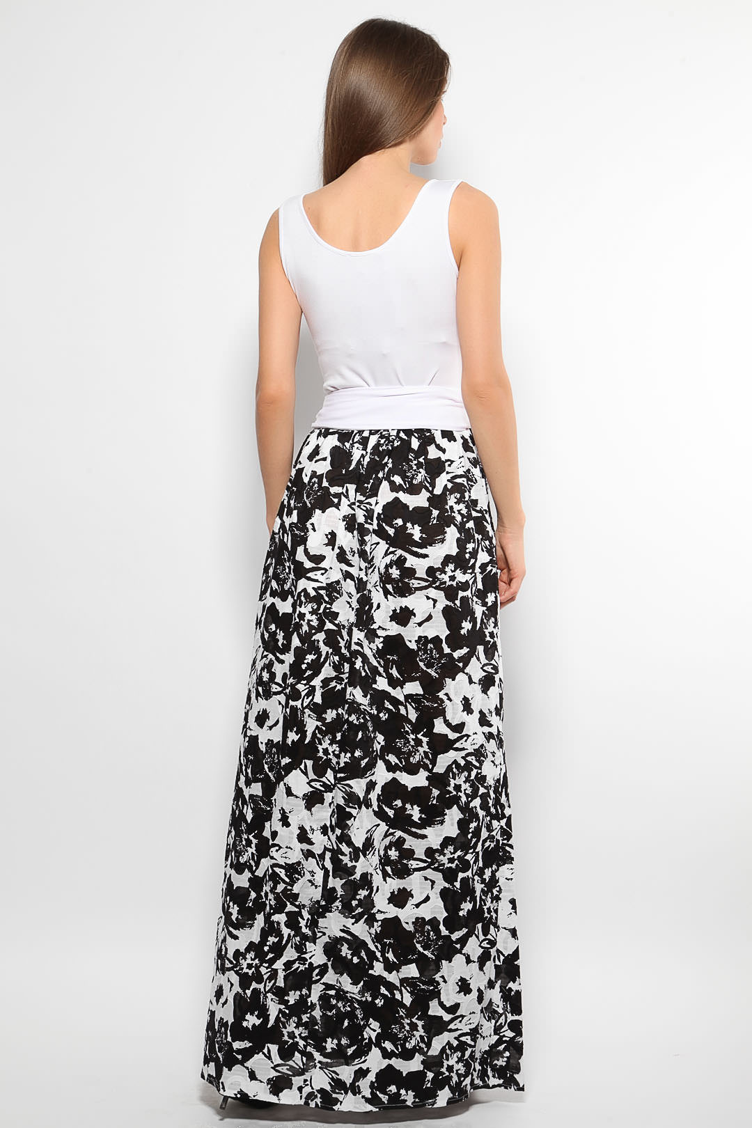 Фото товара 7899, черно белое платье в пол